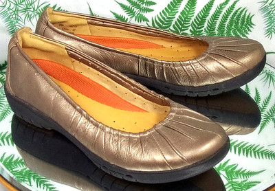 CLARKS UNSTRUCTURED COPPER BROWN LEATHER LOAFERS SHOES FLATS US WOMENS SZ 8 M