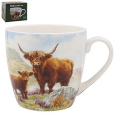 Ceramic Breakfast Mug Highland Cow Big Cup Cereal Soup Gift Idea Country Farm