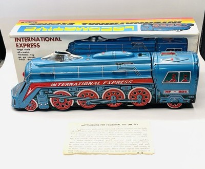 Vintage International Express Train Locomotive Friction Tin Toy 16   BOX