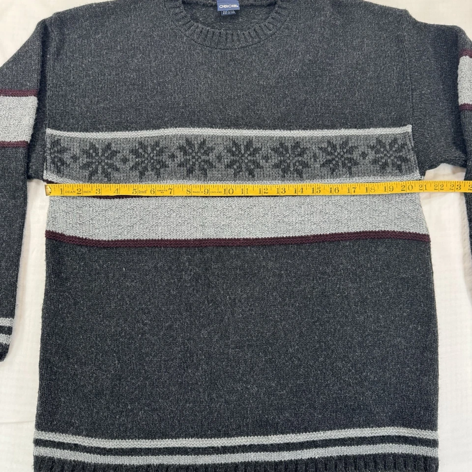 Pullover vintage tejido Cherokee para hombre XL gris negro copo de nieve nórdico cuello redondo Y2K Foto 4 de 4