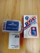 Vintage Soundesign Red Transistor AM Pocket Radio Model 1177 new old stock.