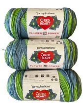 LOT OF 3 YARNSPIRATIONS RED HEART FLOWER POWER FLOWER FIELD 100% ACRYLIC YARN