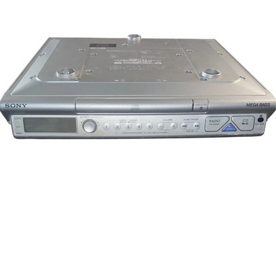 Sony Mega Bass Under Cabinet CD Clock Radio CD543RM Silver Tested Screws Needed