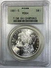 1881-S Morgan Silver Dollar Bright White PCGS MS64 Exceptionally Nice