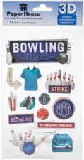 Paper House 3D Stickers-Bowling Night - 3 Pack