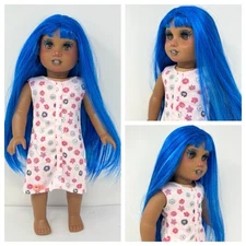American Girl Truly Me Doll Long Blue Hair Face Make Up Re Done