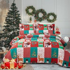Christmas Bedding Size Quilt Set, 3-Piece Set with Quilt 2 Queen Green