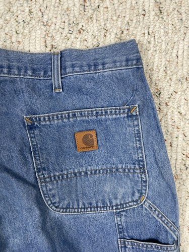 Sz 38 Men’s Carhartt Stonewash Denim Carpenter Jean Shorts Jorts Blue Dad Shorts - Picture 6 of 6