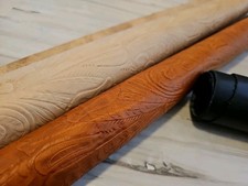 3-4oz MATTE SADDLE TAN FLORAL SET EMBOSSED SOFT LEATHER HIDE PANEL,SHEET 18x30