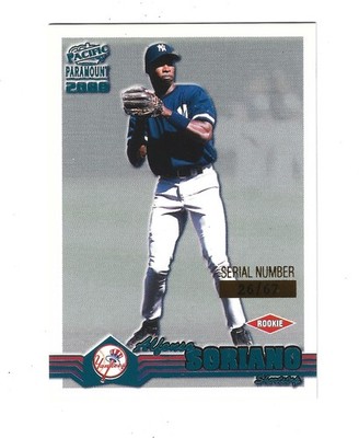 2000 Paramount Platinum Blue #165 Alfonso Soriano /67 NEW YORK YANKEES
