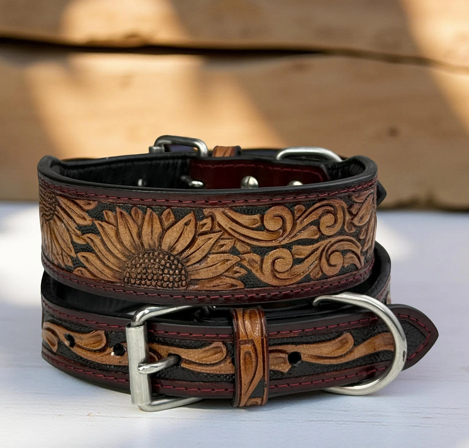 Western Leather Handmade Pet Dog Collar Heavy Duty Hand Tooled Adjustable
Opens in a new window or t