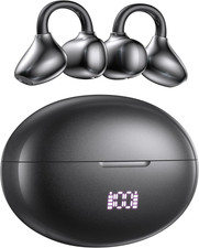 Clip On Earbuds, Open Ear Wireless Bluetooth 6.1 Headphones with Mic,80H Battery