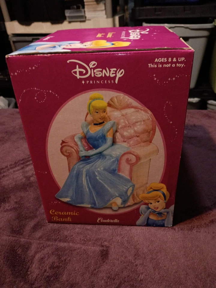 Disney Cinderella At The Ball Ceramic Bank By Park Lane Blue Gown Pink Chair NEW - Image 2 of 4
