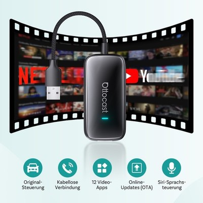 OTTOCAST Play2Video Ultra 10 APPs YouTube Netflix Wireless CarPlay Android Auto