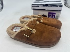 Dolce Vita Cozy Slide Clogs Women Cognac Round Toe Slip-On Adjustable Buckle - 8