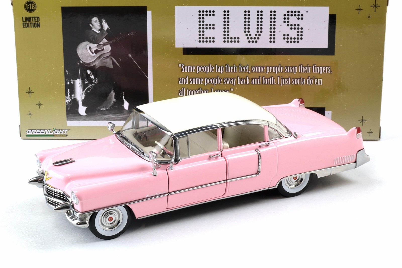 1:18 Greenlight 1955 Cadillac Fleetwood Series 60 Elvis Presley Pink/White
