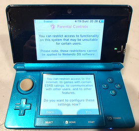 Nintendo 3DS Handheld System Aqua Blue Teal, Tested, Charger Included, No Stylus