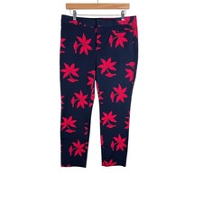 New Banana Republic Sloan Skinny Ankle Floral Print Pants size 8 Blue/Red
