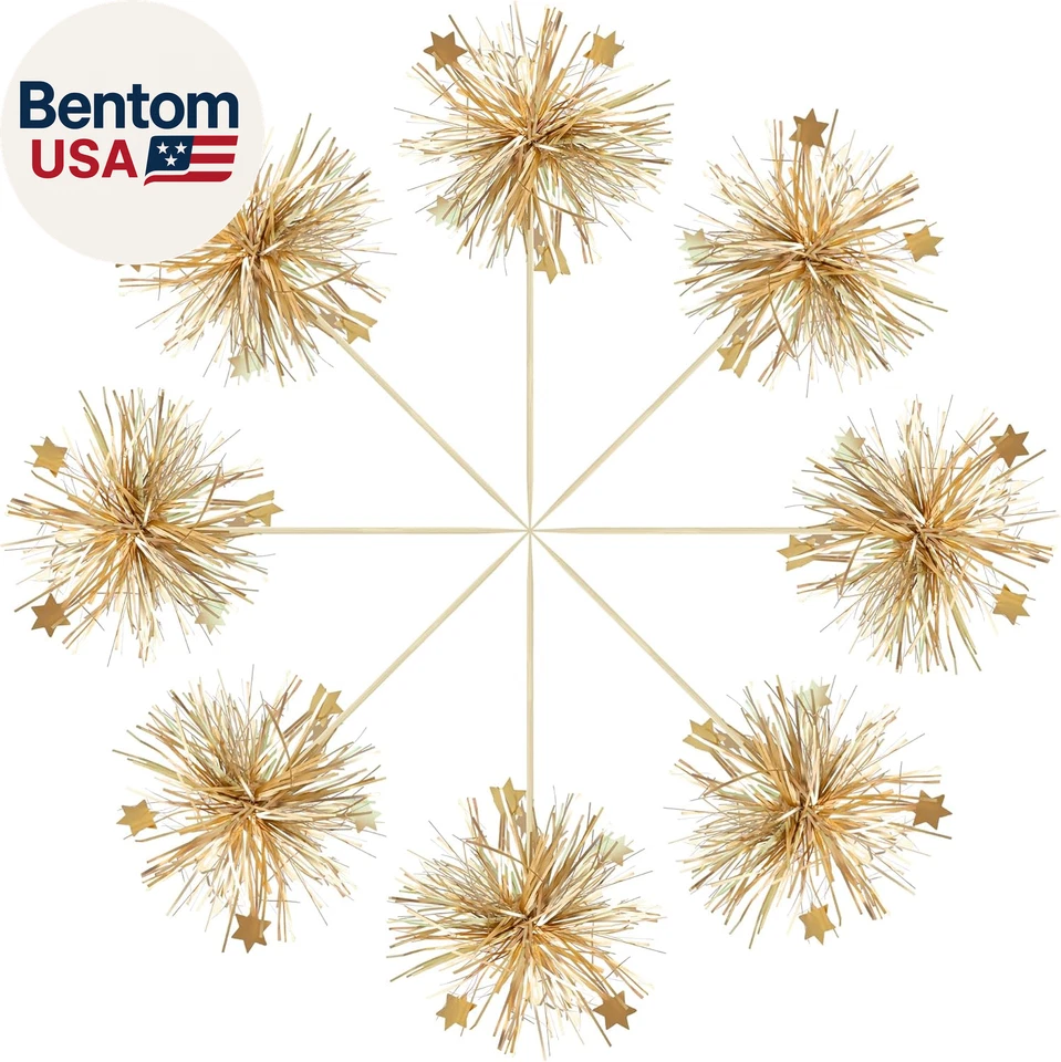 30 peças enfeites de cupcake fogos de artifício fogos de artifício enfeites de bolo de feliz aniversário enfeites brilhantes F - Imagem 3 de 4