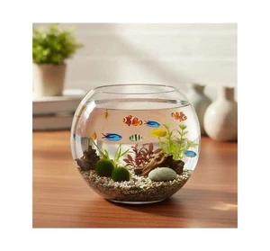 Basic 3 Gallon Fish Bowl Clear Glass Beta Goldfish Traditional Round Bubble 12"