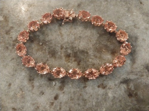 Morganique Quartz (Triplet) Link Bracelet/18KVermeil RGold/Sterling,Sz 7.25 OR8" - Picture 12 of 15
