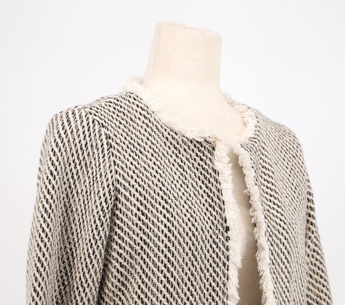 SPARTINA 449 $158 Lettie Tweed Open Front Jacket Ivory Black Size S - Picture 3 of 6
