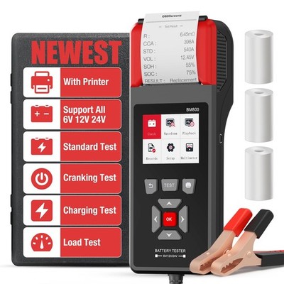 Professional Car Battery Tester with Printer 6V 12V 24V 100-2000CCA Digital B...