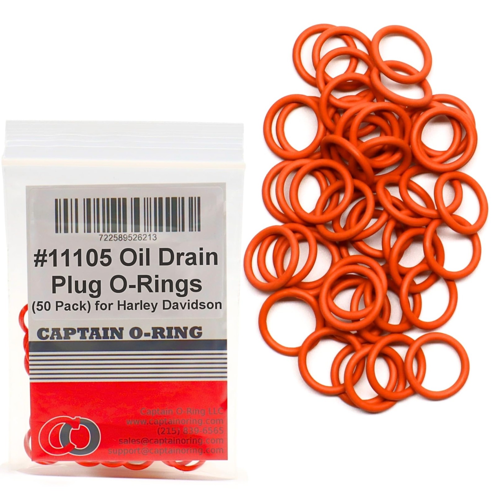 50 Pack - #11105 O-Ring Replacement for Harley Davidson Oil Drain Plug Oring ...