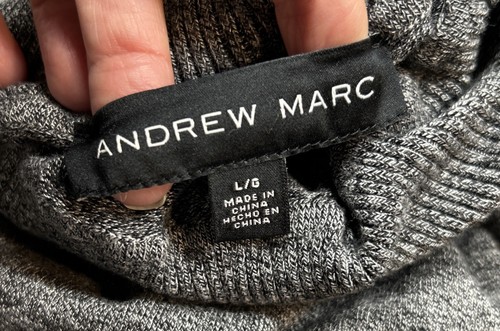 ANDREW MARC Gray Marled Basic Soft Rayon/Nylon Turtleneck Sweater Size L - Picture 11 of 11