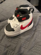 Nike Court Borough Mid 2 Toddler Shoes Size 3C White Black Red High Top Sneakers
