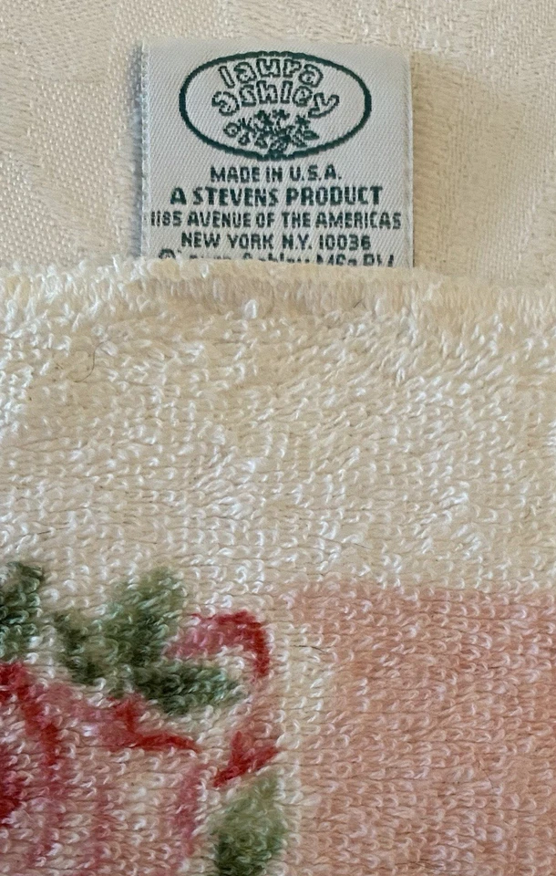 Juego de toallas de baño Laura Ashley rosa Country Roses rosa rayas florales cabaña 2 piezas Foto 4 de 4