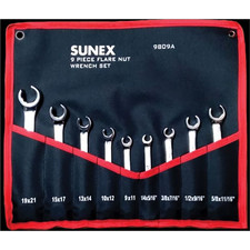 Sunex 9809a Flare Nut Wrench Set Sae Metric 9 Piece With Pouch