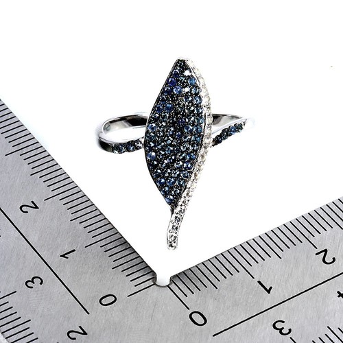 925 Sterling Silver Ring Sapphire Round Diamond Cut Topaz Gemstone Jewelry Sz 7 - Picture 3 of 14