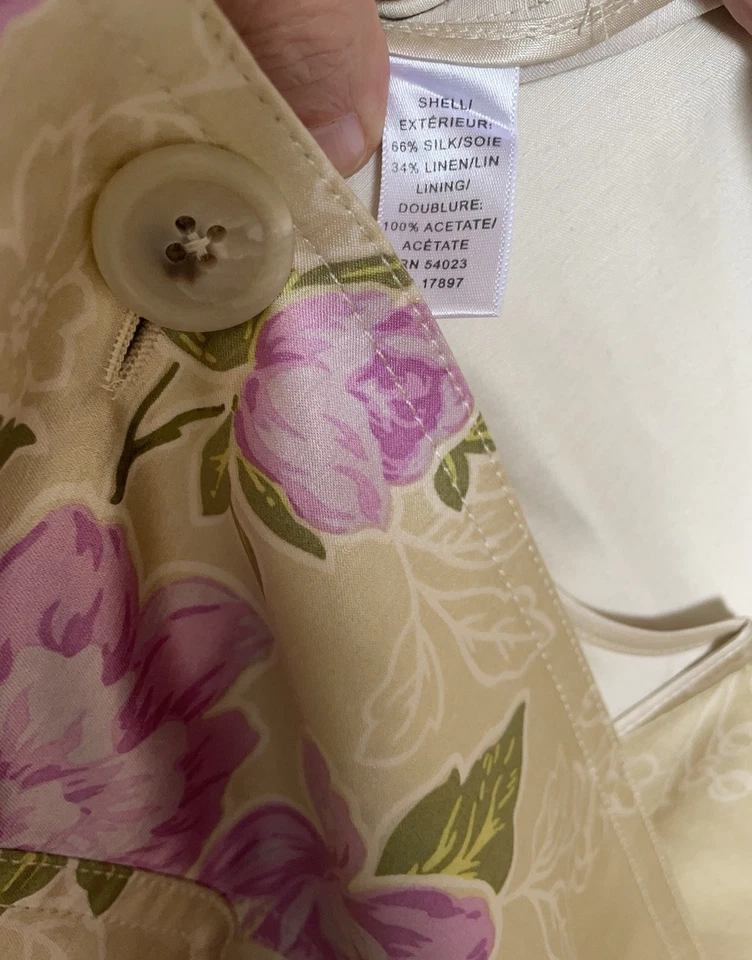 Abrigo Floral Dorado Mezcla Seda/Lino Banana Republic XS USADO EN EXCELENTE ESTADO Foto 3 de 4