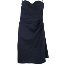 WTOO Watters & Watters Black Strapless Cocktail Dress Size 0 Ruched Side Party