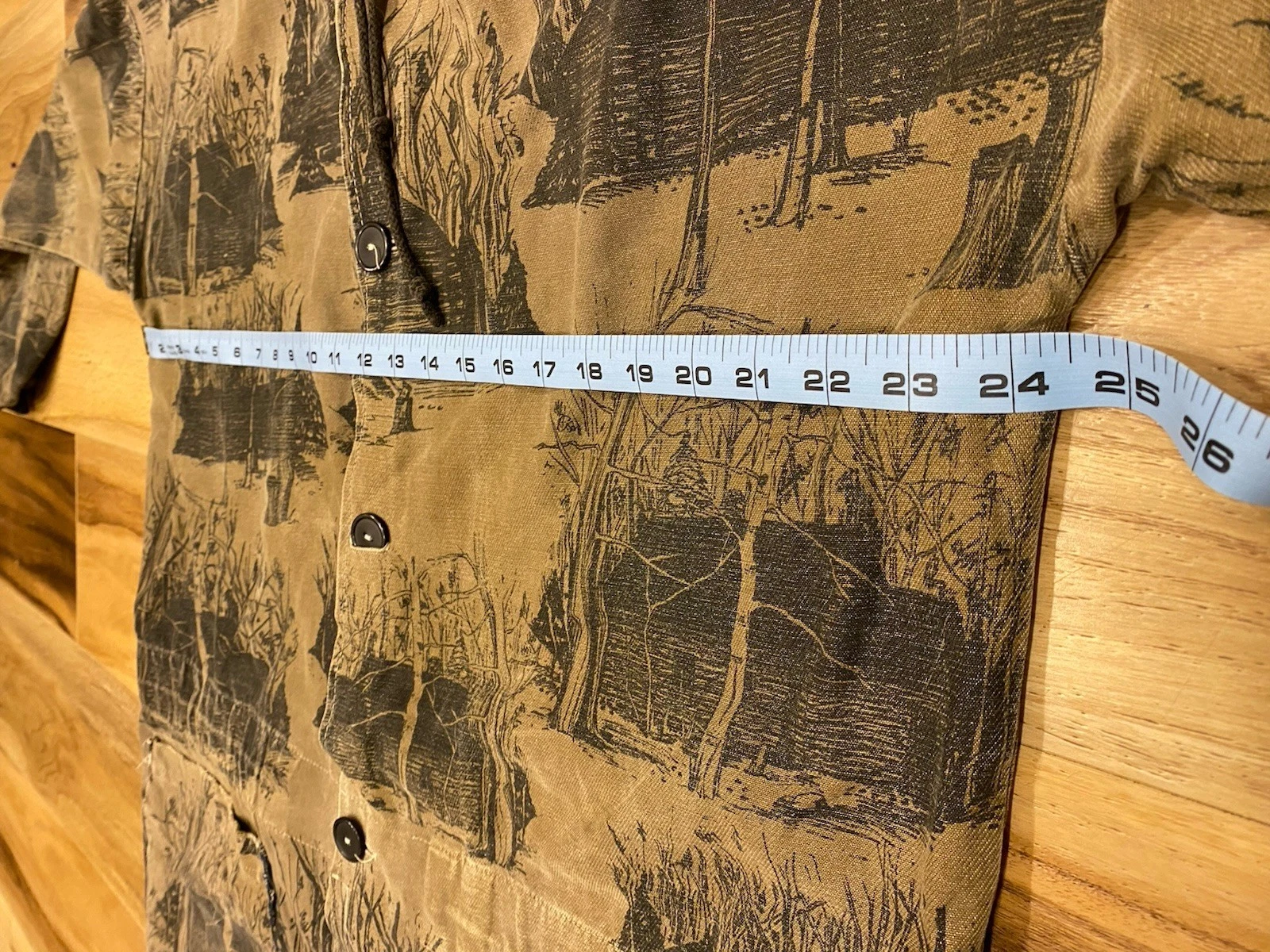 Vintage Michigan Rag Co Cabin Forest Print Hooded Canvas Jacket Distressed Rare - product detail image 13