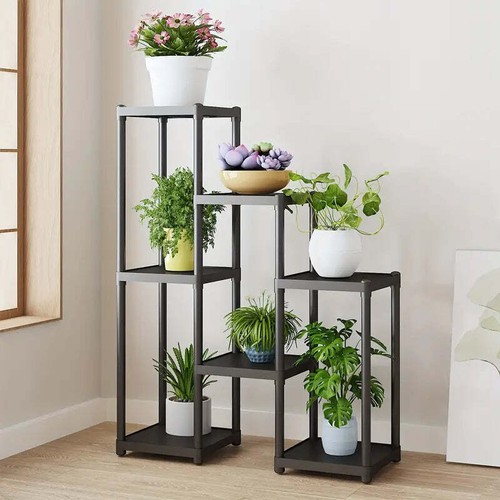 NNETM Contemporary 7-Storey Flower Rack: Multi-Layer European Plant Stand- Black - Bild 5 von 7