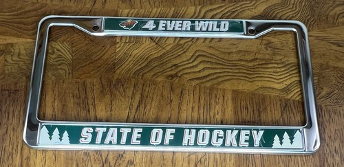 Nuevo marco de matrícula de metal salvaje de la NHL Minnesota - 4 Ever Wild - Estado del hockey - Imagen 2 de 7