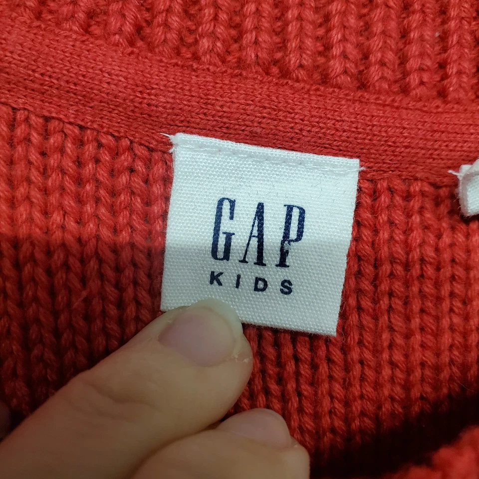 Vestido suéter infantil Gap meninas grande moderno malha de cabo vermelho festa de inverno feriado - Imagem 3 de 4