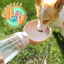 Tragbare Haustier Wasserflasche mit Futterspender - 2-in-1 Reise Haustier Futterautomat