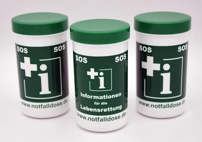 HORN MEDICAL 3x Notfalldose mit jeweils 1x Notfall-Infoblatt und 2x Aufklebern