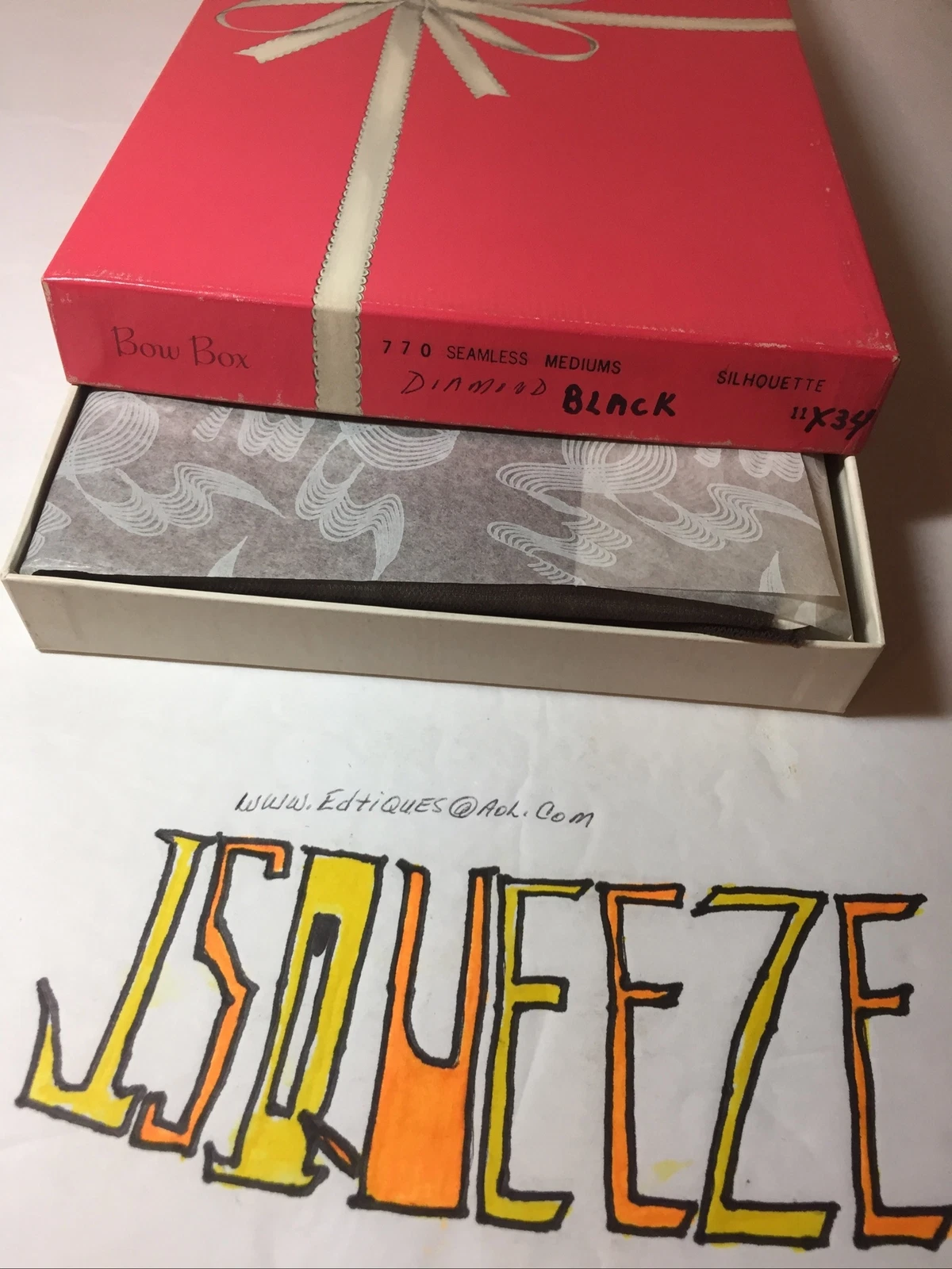 VANS 6 PAIA Calze Nylon Maglia Piatta 11 X 34” NERE Vintage FLAT KNIT RHT Anni 50 PinUp