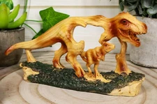 Jurassic Dinosaur Tyrannosaurus Rex Mother and Baby Faux Wood Cutout Figurine