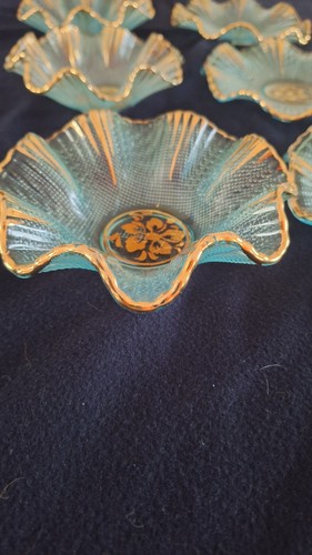 3 Sets venezianisches Glas appliziert Set 3 Teller und kleine Schalen Mid Century - Bild 2 von 6