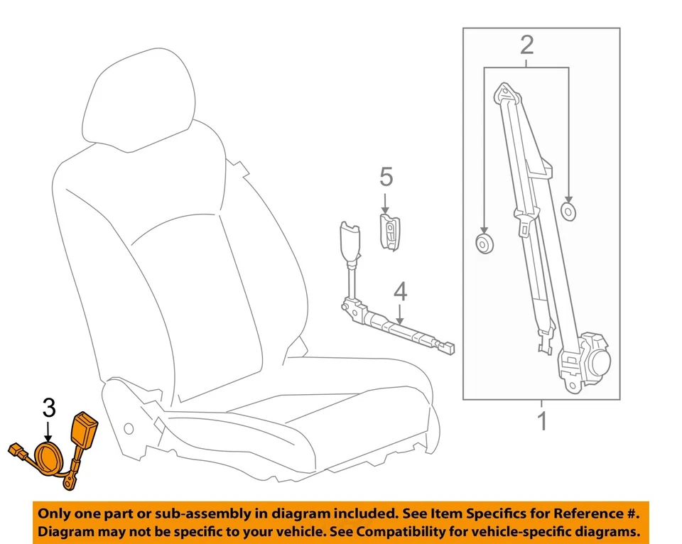 Used Front Right Seat Belt Front fits: 2016 Chevrolet Cruze bucket VIN B 4th dig Foto 3 de 4