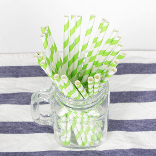 100pcs Biodegradable Paper Drinking Straw Stripe Birthday Party Wedding Colorful - Picture 7 of 32