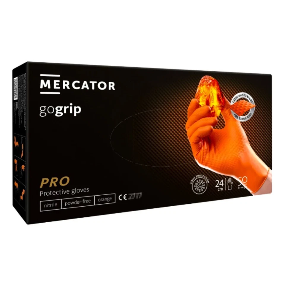 Gants en nitrile non poudrés x50 orange XXL - MERCATOR