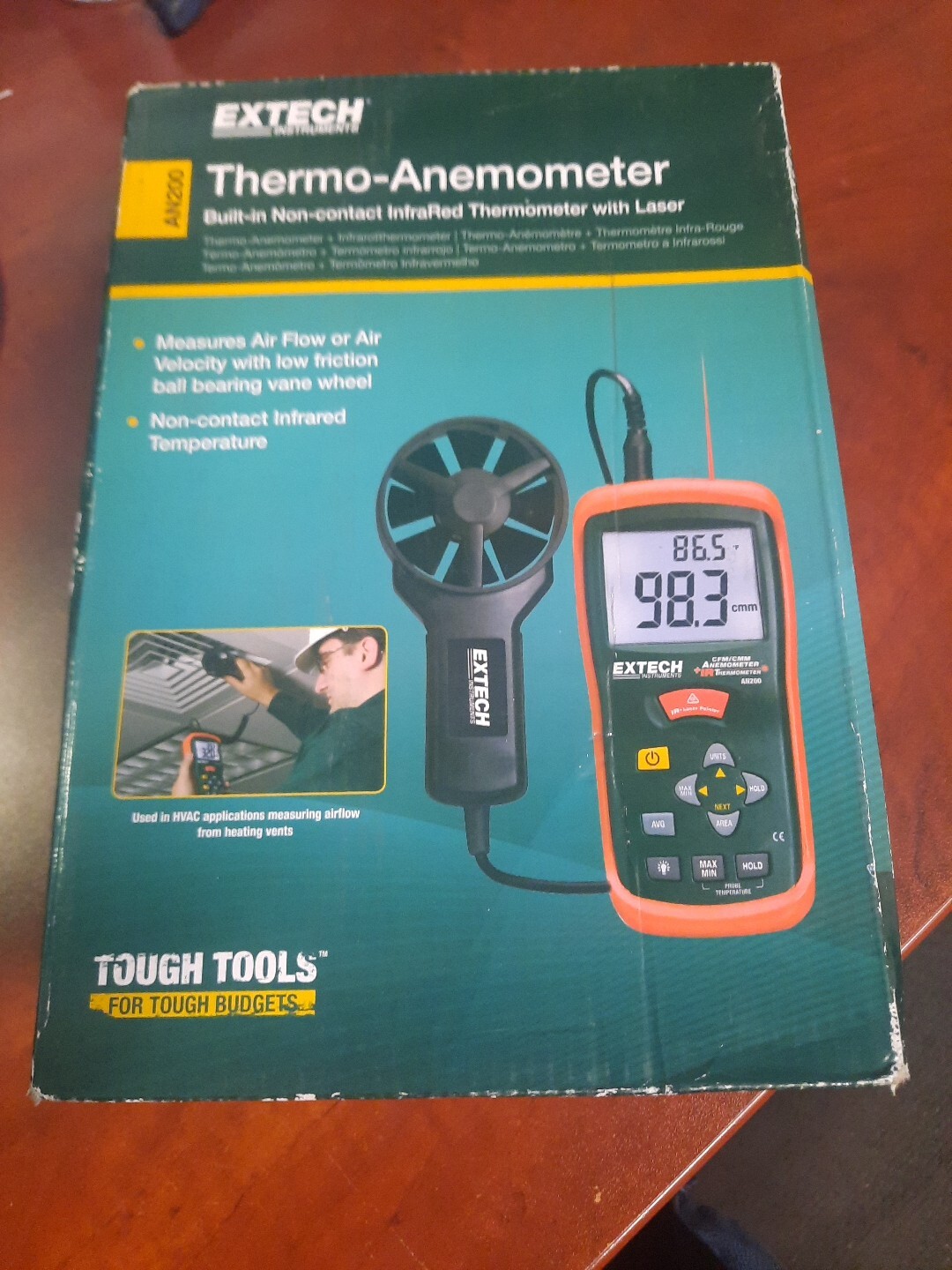 Extech Flir AN200 ThermoAnemometer Wind Speed Air Flow Velocity Temperature CFM ContentStudio