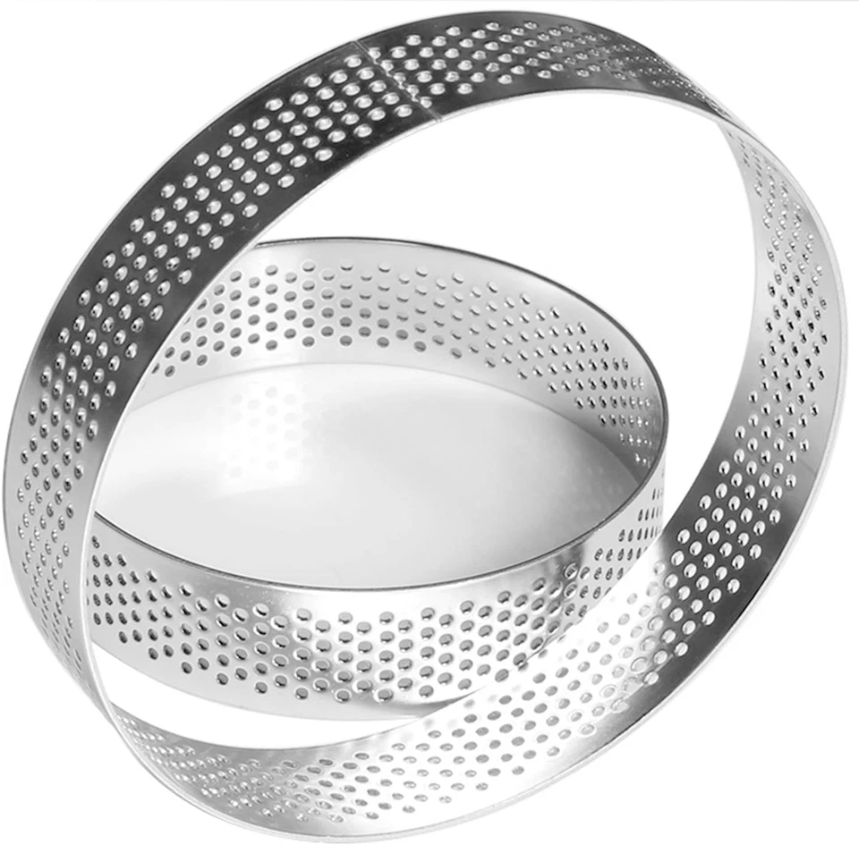 4 Cerchi per Torta in Acciaio Inossidabile Con 2 Spatole in Plastica, Stampi per - Immagine 3 di 4