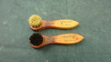 2 Small Vintage CAVALIER SHOE SHINER BRUSH Wood Handles 100 HORSEHAIR